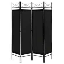 4-Panel Room Divider Folding Privacy Screen With Polyester Cloth 182CM Privacy Divider For Bedroom Living Room Study - 黑色 - 查看 1