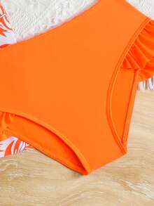 3pcs Tween Girl Bikini Set With Skirt, Quick Dry Swimwear For Beach Vacation