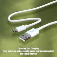 1 Cable Micro USB, blanco de 19,7 pulgadas, 2 en 1 para carga y transmisión, compatible con múltiples dispositivos, esencial para la oficina y los viajes. Es compatible con una amplia gama de dispositivos y es un elemento esencial tanto para el trabajo de oficina como para los viajes. - Blanco - Ver 2