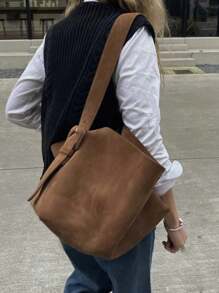 2025 Nova Bolsa Retro Marrom Grande Capacidade Bolsa Balde, Bolsa de Ombro, Bolsa de Axila, Bolsa Crossbody Bolsa de Lazer Feminina para Negócios Bolsa de Viagem Diária Bolsa de Estudante Feminina, Adequada para Trabalho, Compras e Uso Diário