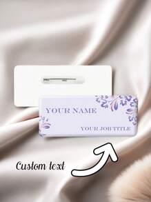 1pc Personalized Acrylic Name Tag Lapel Pin - Employee Name Badge - Nurse Doctor Teacher Badge - Purple Floral Badge - High Definition Printing - Magnetic Pin - Graduation Gift