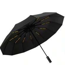24Ribs~Strong Automatic Umbrella Windproof Stormproof Compact Folding Umbrella - Black - View 10