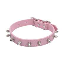 Adjustable Leather Pet Dog Collar Neck Strap Supplies PU Leather Punk Rivet Spiked Dog Collar Pet Collars For Small Dog Cat
