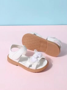 Sandalias planas de encaje para niñas del verano 2025, sandalias cómodas antideslizantes con lazo para bebé princesa