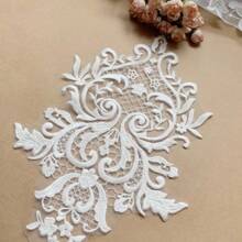 1pc Black & White European Grid Pattern Embroidered Water-Soluble Fabric Applique, Decoration For Wedding Dresses And Gowns - Multicolor - View 7