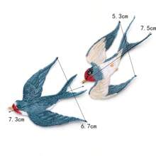 1 Cặp Miếng Vải Thêu Chim Én Xanh, Miếng Dán Trang Trí May Cho Qipao, Sườn Xám Và Các Loại Trang Phục Khác - Màu xanh lam - Xem 2