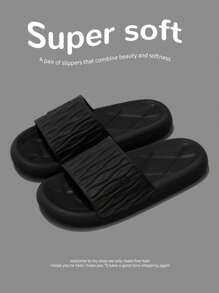 Herren Hausschuhe mit plissierter Oberseite, modische Herren Slide Sandalen, Paarschuhe, weiches EVA-Material, offene Zehenpartie