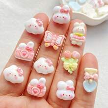 10/30pcs Vivid Resin Mini Cute Cartoon Rabbit, Bouquet, Butterfly Decorations - Flat Back, Suitable For Scrapbooking, DIY Craft Supplies And Home Decor Projects, Easter Decorations - Multicolor - View 3