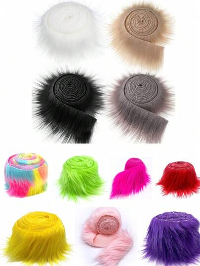 1.5 米毛绒蓬松布条 - 预切蓬松工艺毛皮，适用于侏儒胡须、角色扮演服装和装饰，用于 DIY 裙摆装饰，蓬松封边材料人造毛皮面料卷羽毛条人造发条节日派对装饰 DIY 装饰性毛皮条裙摆饰边派对装饰/DIY 帽子、鞋子和包包修剪毛皮条