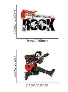 Set de 2/6 piezas de parches bordados de calavera y guitarra rock de estilo punk para música callejera, para planchar o coser en ropa, accesorios, mochilas, vaqueros, chaquetas, camisetas, gorras, vestidos, etc.