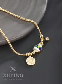 XUPING JEWELRY 1 szt. Modna, wszechstronna, luksusowa, wysokiej jakości bransoletka z 14-karatowego złota ze stali nierdzewnej z kości węża, odpowiednia do codziennego noszenia przez kobiety, na randki, prezenty - Żółte złoto - Zobacz 2