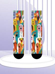 1 Pasang Kaos Kaki Unisex Motif Bendera Warna-warni Cetak 360 Derajat Digital 3D dengan Transfer Panas, Nyaman, Modis, Kartun Jalanan yang Dipersonalisasi, Cocok Sebagai Hadiah Liburan dan Liburan - MultiWarna - View 6