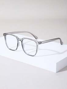 1 件男女通用时尚平光镜片眼镜，塑料渐变方形镜框，简约设计，适合男士和女士