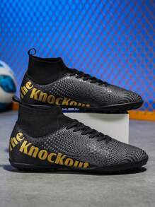 1 para butów piłkarskich dla chłopców, dziecięce trampki z kolorowym wzorem liter sznurowane z przodu, lekkie i wygodne, antypoślizgowe buty sportowe do biegania na świeżym powietrzu