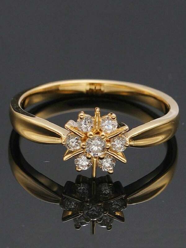 1pc Elegant Cubic Zirconia Snowflake Shaped Copper Ring, Suitable For Women, Daily Wear, Engagement, Wedding, Party Jewelry, Valentine's Day Gift,Mom,Mother,Mother's Day,Gift