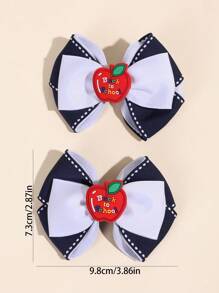 2pcs Back To School Bow Hair Clips,Fabric Apple Accessories Hair Bows,Fashion Hair Accessories For Toddlers Party Gifts