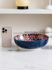 طقم أواني طعام سيراميكية بأسلوب بوهيمي، بألوان حمراء وزرقاء، وبأنماط نردية ورجعية من الزهور، أطقم أوانٍ وأطباق راقية مناسبة للفنادق والمطاعم والمطبخ المنزلي والاحتفالات والهدايا للزفاف، بتصاميم متنوعة من وعاء الأرز وطبق الحساء وصحن الطعام والصينية الكبيرة والمستلزمات المدرسية - الأزرق - مشاهدة 15