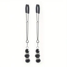 A Pair Of Manyjoy Elegant Beaded Mammary Labia Clips, BDSM Binding Clitoris Clips, Metal Nipple Clips With Pendants, No Power, No Battery, Sensual Intimate Toy Accessories, Sex Toys,Boob Toys