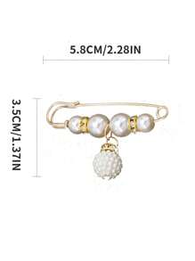 2pcs Crystal & Faux Pearl Safety Brooch Pin, Cardigan Shawl Collar Clip For Women Fashion Accessory, Ideal For Summer Outfits - Mother's Day Gift