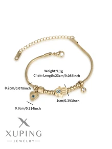 XUPING JEWELRY 1 szt. Modna, wszechstronna, luksusowa, wysokiej jakości bransoletka z 14-karatowego złota ze stali nierdzewnej z kości węża, odpowiednia do codziennego noszenia przez kobiety, na randki, prezenty - Żółte złoto - Zobacz 10