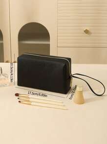 1pc Women Personalized PU Leather Cosmetic Bag Inner Lining, Portable Travel Toiletry Pouch, Fashion Large Capacity Grooming Bag, Embroidered Letter Beauty Organizer, Suitable As Gift For Family, Friends, Mother, Girlfriend, Valentine's Day, Christmas, Nurse's Day, Teacher's Day, Birthday - Multicolor - View 13