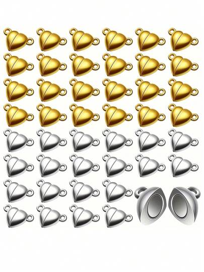Cierres magnéticos con forma de corazón para joyería, Día de San Valentín, amor, DIY joyas de pareja, cierres magnéticos dorados y plateados para hacer pulseras, collares y accesorios de joyería DIY