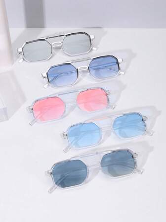 Lunettes transparentes rétro de haute qualité à double poutre polygonale classique pour hommes, décoration extérieure pour les vacances d'été à la plage, les activités extérieures et les voyages