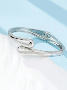 1 Set elegante y sencillo de joyas de brazalete con gota geométrica de metal liso con diseño de serpiente, adecuado para mujeres