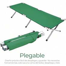 Raganet, Catre Plegable para Exteriores, Cama Portatil de 64 cm Ancho X 190 cm Largo X 42 cm Alto, Cama de Campismo con Estructura de Aluminio, Color Verde Militar - Negro - Ver 5