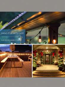 50pcs Outdoor String Light Hooks With Adhesive Strips - Waterproof, UV-Resistant, Non-Damaging, Tool-Free Installation, Suitable For Christmas, Patio, Garden, Balcony Decoration,Bathroom Shelf,Hangers Hooks Hanger,Wall Pictures,White Hook,Black,Sticky Wall Hooks,Purse Hanger Wall,Wall Hangings,Picture Frame Hooks