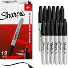 1/2/3/6/12支装 Sharpie 细头黑色永久性记号笔 - 速干、防褪色，适用于木材、塑料、金属、纸张 - 艺术家绘画、办公书写，多种颜色可选，学校用品，海报涂色，学生好礼，返校季必备，笔，Sharpie 细头记号笔，教师用品，织物永久性记号笔，黑色永久性记号笔，记号笔 - 套裝 - 查看 2