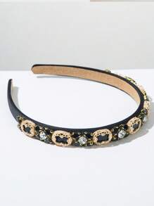 1pc Women's Retro Style Headband, Premium Thin Rhinestone Decoration Hairband, Simple Elegant Party Hair Accessory