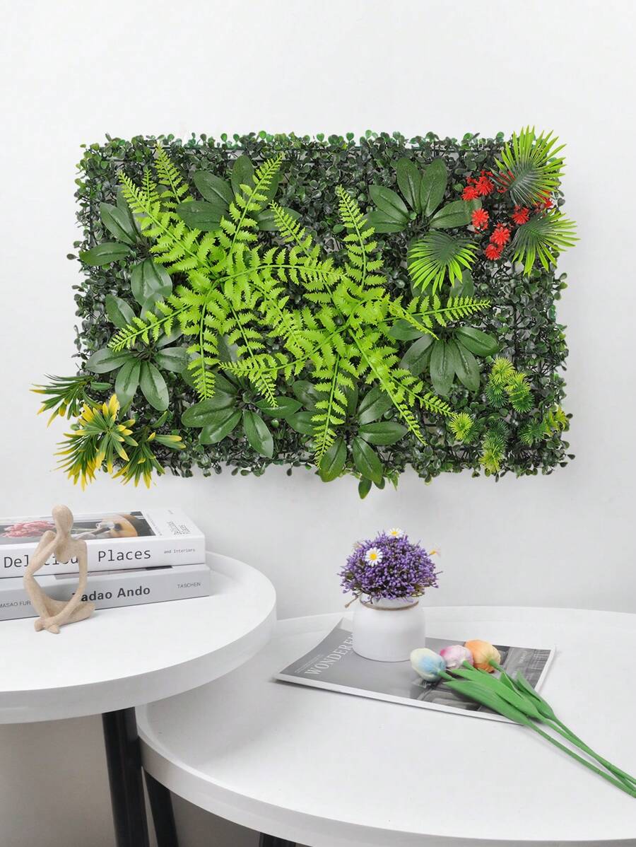 绿草墙板 60CM * 40CM 黄杨背景抗紫外线绿色植物墙户外婚礼花园篱笆后院遮盖隐私墙装饰﻿ - 綠植草牆 - 查看 1