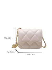 Spring/Summer Minimalist Versatile High-Quality Rhinestone Embroidery & Metallic Bead Strap Mini Crossbody Lipstick Bag, Can Be Worn Diagonally Or Under Arm - White - View 7