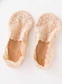 1/5 Pairs Fashion Deep Mouth Boat Socks Cherry Blossom Lace Non-Slip Invisible Short Socks Striped Light Socks Christmas Gift - Mouldless - View 3