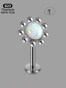 1PC Shiny G23 Titanium Sun Flower Labret Lip Ring Nine Steel Ball Embrace Opal&Crystal Lobe Piercing Earring Gradient Flash Film Internal Thread Helix Tragus Cartilage Stud - 1 Piece Of Titanium Flower Lip Stud - View 16
