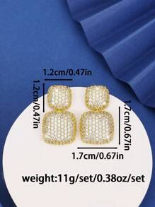 1 对微镶嵌水晶耳钉，时尚优雅，适合日常佩戴 - 金色 - 查看 4