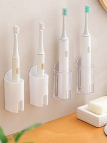 1PC Electric Toothbrush Holder, Bathroom Wall Mounted Toothbrush Holder, Self-Adhesive Electric Toothbrush Storage Box Saves Space, Transparent Toothbrush Storage Organizer, Bathroom Accessories Home Bathroom Decor Summer