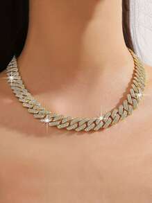 2pcs Hip Hop Style Funky Cuban Chain Necklace Plus Bracelet, Unisex Rapper's Jewelry Set ,Perfect Gift For Cool Friends - Set - View 2