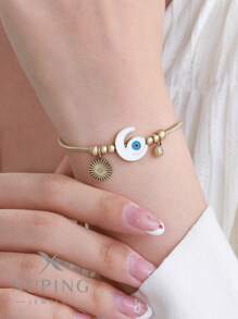 XUPING JEWELRY 1 szt. Modna, wszechstronna, luksusowa, wysokiej jakości bransoletka z 14-karatowego złota ze stali nierdzewnej z kości węża, odpowiednia do codziennego noszenia przez kobiety, na randki, prezenty - Żółte złoto - Zobacz 5