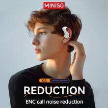 Miniso Écouteurs à conduction osseuse X8 AI Translation à commande tactile électrique, son Hi-Fi, longue autonomie de 40 heures, écouteurs sans fil pour téléphone Android