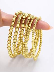 Set de 6 pulseras de cuentas simples para mujer, adecuadas para vacaciones, citas, regalos y combinación diaria