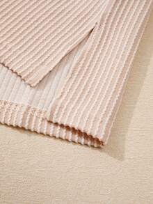 Acelitt 夏季休闲纯色宽松针织纹理条纹圆领短袖T恤 - 杏色 - 查看 9