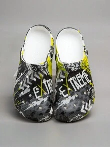 Unisex Cute Pumpkin Print Slip-Resistant Waterproof Quick-Dry Casual Indoor/Outdoor Garden Walkable Breathable Clogs & Mules Slippers - Dark Green - View 2