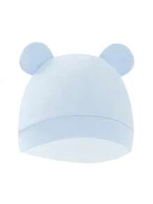 3顶新生儿熊耳帽，防抓针织婴儿帽，男女通用婴儿医院帽