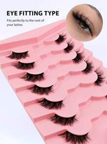 7 Pairs 15mm Cat Eye Half-Strip False Eyelashes, 3/4 Length Natural Look Lashes, Eyelash Extensions - Black - View 4