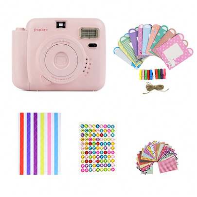  Paquete de regalo de cámara instantánea Popoto para tomar fotos a color en un minuto para películas Mini11/12, excelente para regalos de cumpleaños para novias y novios, regalos festivos, fiestas, eventos al aire libre, bodas (sin incluir batería ni película)