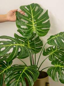 67-85 厘米大型人造鹤望兰树假热带龟背竹植物真实触感棕榈叶塑料香蕉树枝绿色中心装饰适用于家庭花园室内阳台装饰无盆 1 件