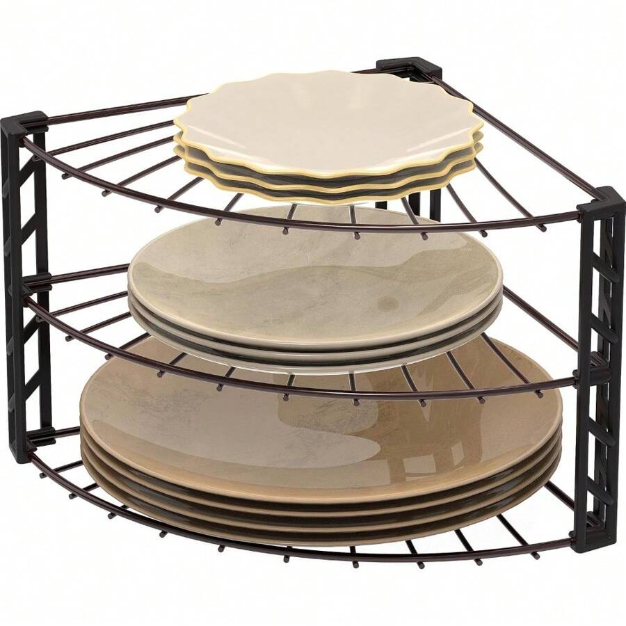 Simple Houseware - Organizador de estantes de esquina de 3 niveles, plateado