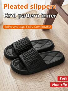 Herren Hausschuhe mit plissierter Oberseite, modische Herren Slide Sandalen, Paarschuhe, weiches EVA-Material, offene Zehenpartie